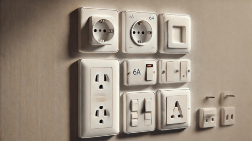 charger socket, 6a switch, 3 pin socket